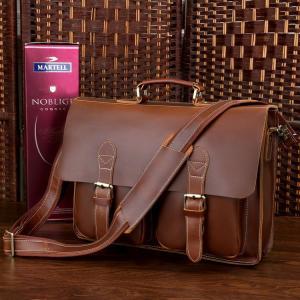 Red-brown Leather Messenger Bag Men's..
