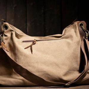 Gift - Khaki Canvas Bag Leather Canvas Messenger..