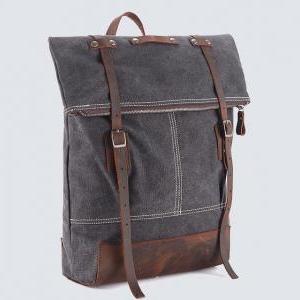 Black- Gray Canva Backpacks Canvas-leather..