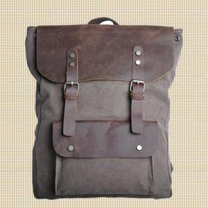 Handmade Leather Canvas Backpack Coffee Canvas..