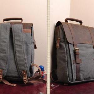 Gray Canvas Backpack School Canvas ..