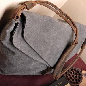 Gray Canvas Messenger Bag,canvas Leisure Bags..