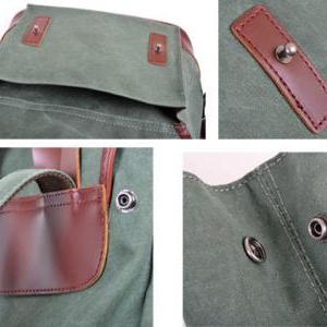 Coral-green Canvas Backpack Canvas Backpacks..