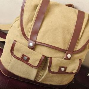 Gift --- Yellow Canvas Backpack, Student Canvas..