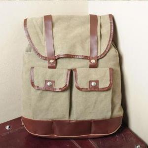 Gift ---khaki Canvas Backpack, Student Canvas..