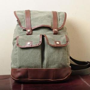 Gift ---army Green Canvas Backpack, Student Canvas..