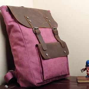 Handmade Leather Canvas Backpack Ca..