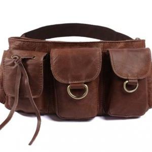 Brown Leather Waist Bag, Fashion Unisex Pack,..