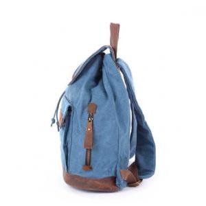 Blue Canvas Backpacks Canvas-leather Backpack..