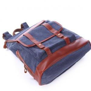 Blue Leather-Canvas Backpacks Canva..