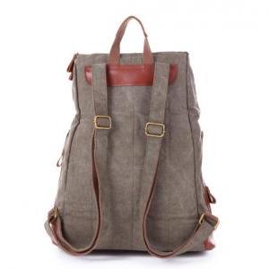 Army Green Leather-Canvas Backpacks..