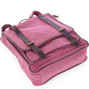 Rose-red Canvas Bag Canvas Backpacks Leisure..