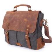 Gray Canvas Bag Canvas messenger bag Leisure Leather/Canvas messenger bag canvas handbag