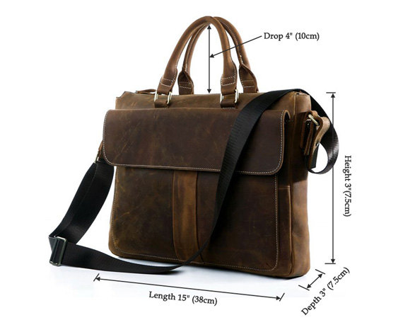Dark Brown Leather Messenger Bag Men's Business Briefcase Leather Ipad/laptop Bag Retro Leather Bags