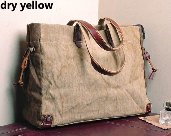 Handmade Leather Canvas Bag Canvas Shoulder Bag Student Canvas Bag Leisure Canvas Bags Cotton canvas bag