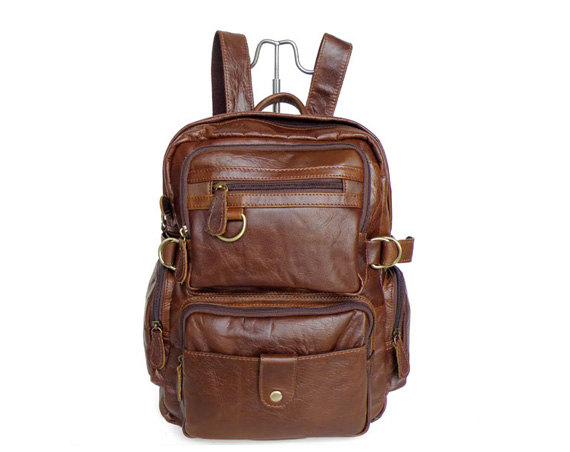 Retro Leather Backpacks Men's Leisure Backpack Leather Messenger Bag Travel Leather Bags