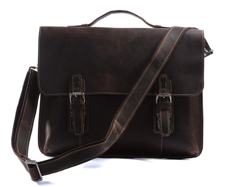 Cowboy Crazy Horse Leather Bag / Men's Brown Business Messenger Bag / Leather Handbag / Leather Laptop Bag / Leather Briefcase