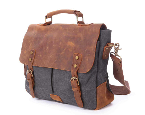 Gray Canvas Bag Canvas messenger bag Leisure Leather/Canvas messenger bag canvas handbag