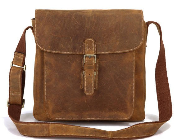 Handmade Brown Leather Bag Men's Leather Messenger Bag Ipad's Messenger Bag