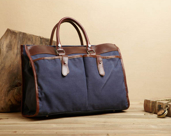 Blue Canvas Handbag Canvas Messenger Bag Canvas Bags Canvas Cross-body Bag---Horizontal Version