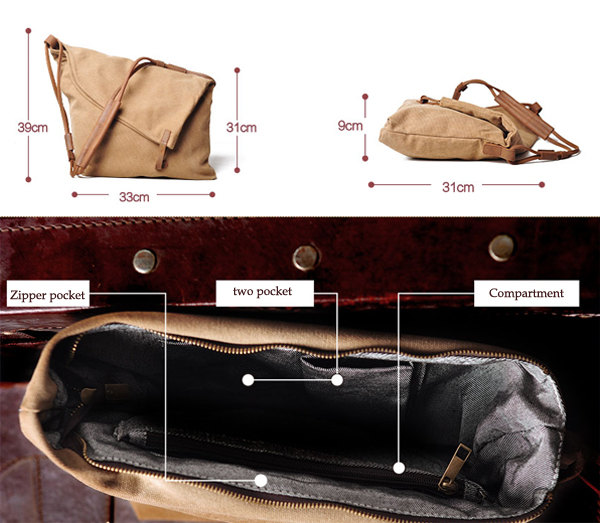 White Canvas Messenger Bag,canvas Leisure Bags ,canvas School Bag on Luulla