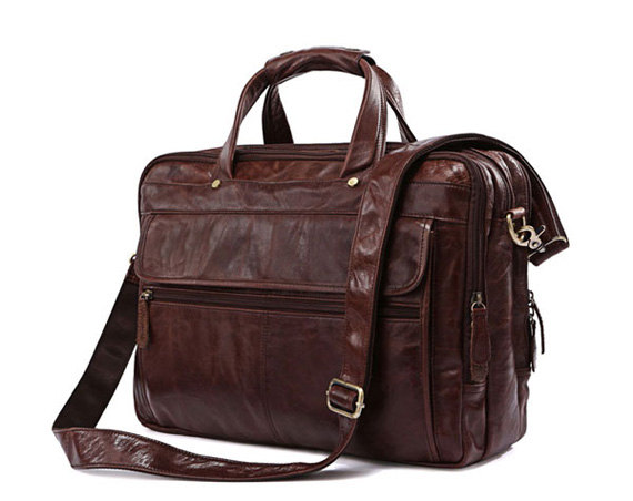 Genuine Cow Leather Men's Briefcase,Leather Handbag,handmade Leather Messenger Bag