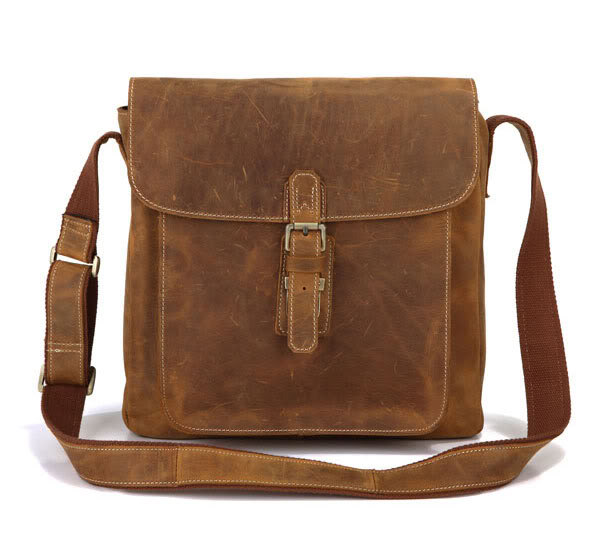 Brown Leather Messenger Bag /Brown Leather Crossbody Bags / Leather iPad's Messenger Bag
