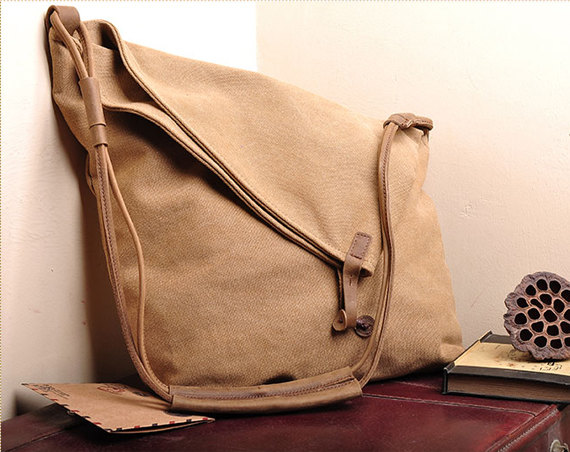Khaki Canvas Messenger Bag,Canvas Leisure Bags ,Canvas School Bag