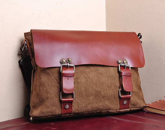Coffee Messenger bag, Canvas Messenger bags, Leisure Canvas bag ,13'' laptop messenger bag