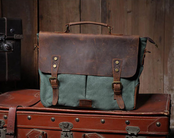 Handmade Leather Canvas messenger bag Canvas messenger bags Student Leisure Canvas handbags