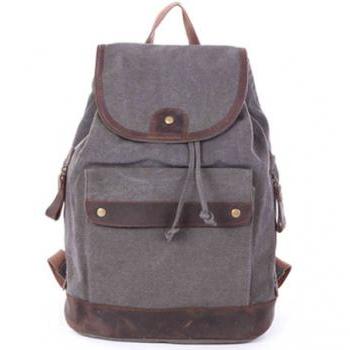 Gray Canvas Backpacks Handmade Leather Canvas Backpack Student Canvas Backpack Leisure Packsacks