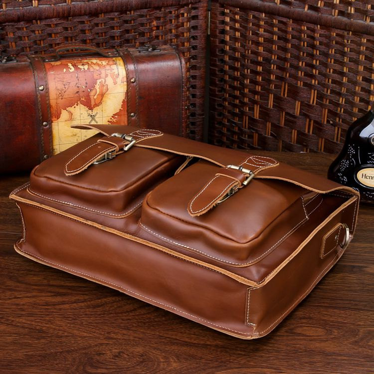 Redbrown Leather Messenger Bag Men's Leather Briefcase Leather