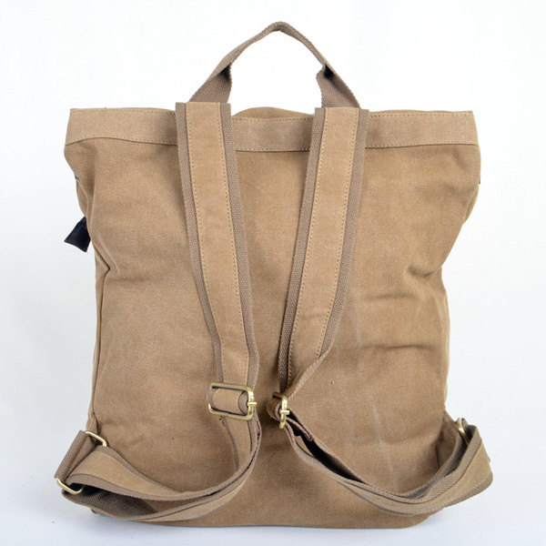 Khaki Canva Backpacks Canvasleather Backpacks School Backpack Canvas