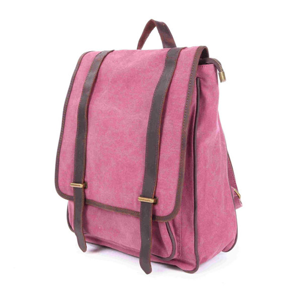 Rosered Canvas Bag Canvas Backpacks Leisure Leather/canvas Backpack on